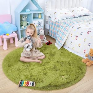 Shaggy Hoogpolig tapijt, rond, voor kinderkamer, woonkamer, slaapkamer, hoogpolig, tapijt, hoogwaardig, hoog onderhoudsvriendelijk, draaddichtheid, wollig, kindertapijt voor kinderen en