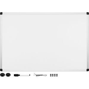 Navaris 2-in-1 dubbelzijdig magnetisch whiteboard - 60 x 40 cm memobord - Inclusief marker en magneten - Magneetbord met aluminium rand