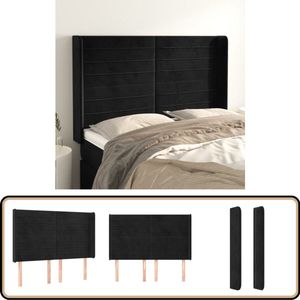 vidaXL Hoofdbord - Fluweel Zwart - 147x16x118/128 cm Hoofd Bord - Hoofdkussen - Velvet - Zwarte Kleur - Stapelbed
