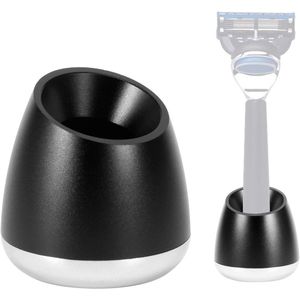 Aluminium Baard Borstel Houder voor Mannen - Handleiding voor Baard Scheren - Duurzame Scheermessen Stand - Scheerapparaat Houder met Basis Accessoire voor Badkamer