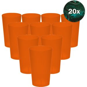 Hardcups - Kunststof Bekers - Plastic Bekers - Kunstof Glazen - Plastic Glazen - 25cl - Oranje - 20 Stuks