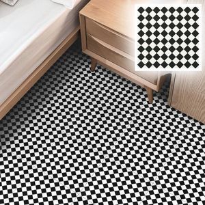 Zelfklevende Vloertegels - Waterdichte Vinylvloeren met Zwart-Wit Geruit Effect voor Badkamer, Keuken en Slaapkamer - 30 x 30 cm (18 Stuks)