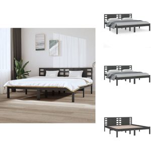 vidaXL Bedframe - Bedframes - Tweepersoonsbed - Bed - Bedframe massief grenenhout grijs 200x200 cm