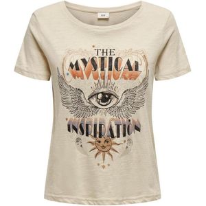 Jacqueline de Yong T-shirt Jdyvupti Slub Ss O Neck T-shirt Jrs 15330631 Tapioca/mystical Dames Maat - S
