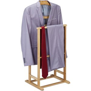 Relaxdays dressboy bamboe - kledingstandaard voor dames - kledingbutler heren - landelijk