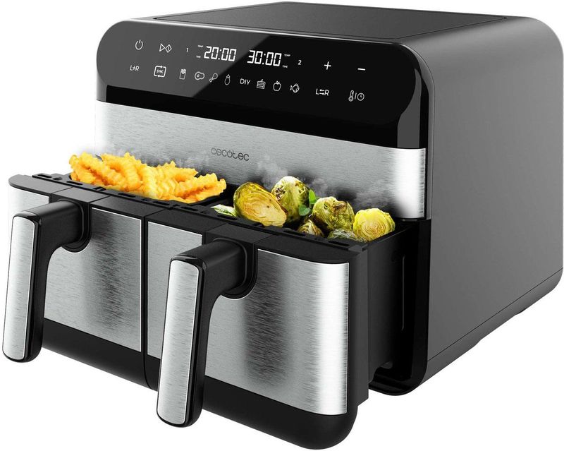 Cecotec Dubbele Airfryer XXL - 9 Liter - 8 Automatische Programma's - Krachtig 2800w Vermogen - Touchscreen - Sync Functie