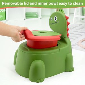 Potty Toilet Potties Training Stoel Baby Kid Jongens Meisjes Peuter Dinosaurus Urinoir Pot Comfortabele Kinderen 1-6 Jaar Oud Kinderen Baby Toiletten Peuters Dier Pottie met Deksel Terug Pottys Trainer Groen