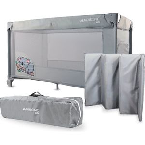Mobiclinic Mofli - Campingbedje - Reiswieg - Reisbed - Inklapbaar - Met transporttas - Ademende stof - 2 in 1 - Tot 15kg - Zij-ingang met rits - Babybox - Verwijderbare gewatteerde bodem - Wielen