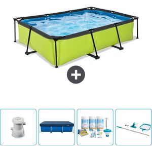 EXIT Rechthoekig Lime Frame Zwembad - 300 x 200 x 65 cm - Inclusief Pomp Afdekzeil - Onderhoudspakket - Schoonmaakset - Nu extra voordelig