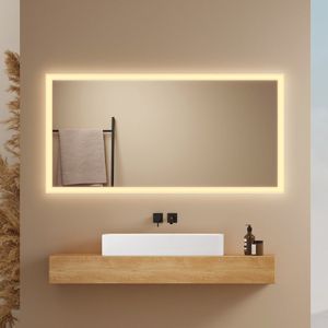 EMKE Badkamerspiegel LM03 - Geschikt voor Wandschakelaar - 3000K Warm Wit - 120 x 60 CM - Horizontaal Hangend