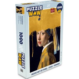 Puzzel Meisje met de parel - Goud - Vermeer - Legpuzzel - Puzzel 1000 stukjes volwassenen