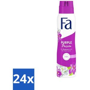 Fa - Purple Passion - Deodorant Spray - Violette Bladeren - 150 ml - Voordeelverpakking - 24 stuks