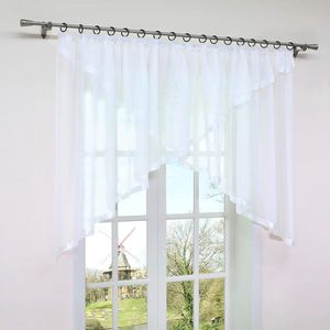 Elegante Transparante Voile Gordijn met Satijnen Linten en Rimpelband Sluiting