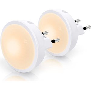 Aigostar 10BA4 - 2 Stuks LED Nachtlampje Stopcontact - Dimbare Nachtlampjes met Sensor - Nacht Lamp - Kinderen & Baby - 3000-6500K - Wit
