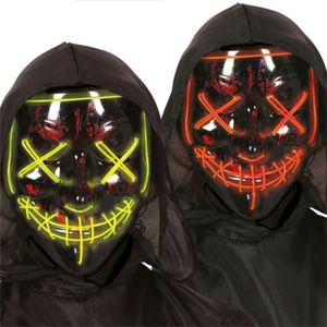 Fiestas Guirca - Zwart Masker met verlichting - Halloween Masker - Enge Maskers - Masker Halloween volwassenen - Masker Horror