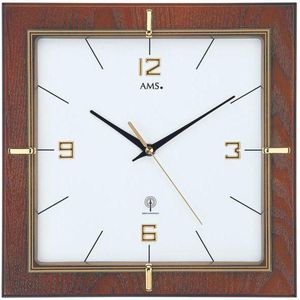 AMS W9434 – Wandklok, Quartz – Glas – Hout – Messing – 29x29x5 cm – Walnoot