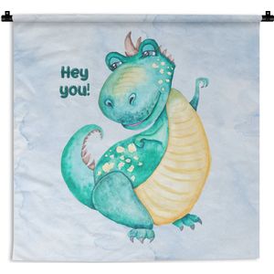 Wandkleed - Wanddoek - Dinosaurus - Quotes - Kinderkamer - Jongens - Meisjes - Kinderen - 180x180 cm - Wandtapijt