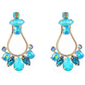 Go Dutch Label Oorknoppen statement open peer stenen Blue E2046-2