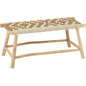 J-Line bank Wave - hout/zeegras - naturel/wit