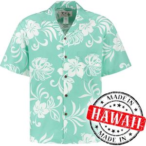 Hawaii Blouse Mannen - Shirt - Hemd - 100% Katoen - Overhemd Heren Korte Mouw - Made in Hawaii ""Vakantie Vibes Turquoise"" Maat XXL