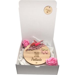 Geschenkbox Wil jij mijn PEETTANTE zijn? | roze | oorbellen| droogbloemen | hartjes| meter vragen | meter worden | peettante vragen | peettante worden | cadeau | doosje met een vraag