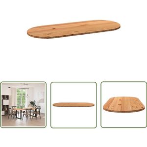 vidaXL Ovale Tafel - Eikenhouten Tafelblad - Tafelblad 240x100x4 cm ovaal massief eikenhout lichtbruin - Eetkamertafel - Grote Tafel - Massief Eikenhout
