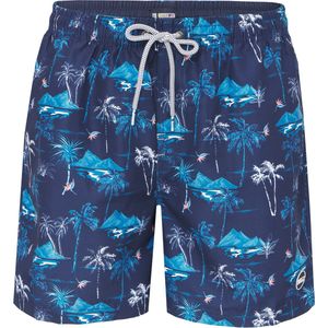 Happy Shorts Heren Zwemshort Tropisch Eiland Print Donkerblauw - Maat M - Zwembroek
