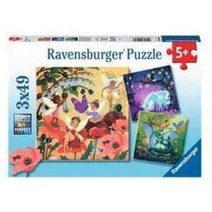 Ravensburger puzzel Eenhoorn, Draak en Fee - 3x49 stukjes - kinderpuzzel