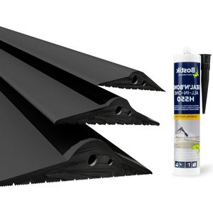 EPDM rubberen garageafdichting - 1m lengte - 15mm x 80mm - incl. montagelijm - zwart
