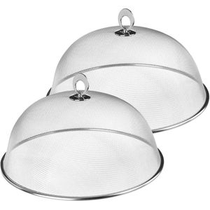 Set van 4x stuks vliegenkappen/voedselkappen RVS rond D30 cm - Eten/voedsel beschermen tegen ongedierte - Afdekkappen