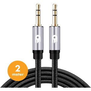 Drivv. AUX Kabel 3.5 mm - Audio Kabel - Gold Plated - Male to Male - Zilver - 2 meter