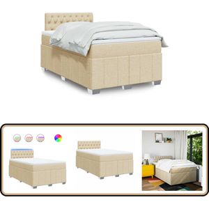 vidaXL Boxspring met matras stof crèmekleurig 120x200 cm