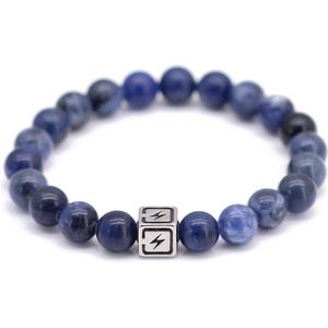 Fortuna Beads – Energy Sodaliet – Kralen Armband – Heren– Blauw – 18cm
