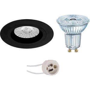 LED Spot Set - LEDVANCE Parathom PAR16 927 36D - Pragmi Rodos Pro - GU10 Fitting - Dimbaar - Inbouw Rond - Mat Zwart - 4.5W - Warm Wit 2700K - Ø93mm