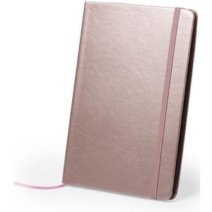 3x stuks luxe pocket schriften/notitieblok/opschrijfboekje 21 x 15 cm in de kleur rose goud met harde kaft en 80 blanco pagina's
