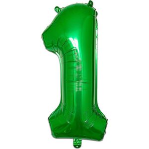 LUQ - Cijfer Ballonnen - Cijfer Ballon 1 Jaar Groen XL Groot - Helium Verjaardag Versiering Feestversiering Folieballon