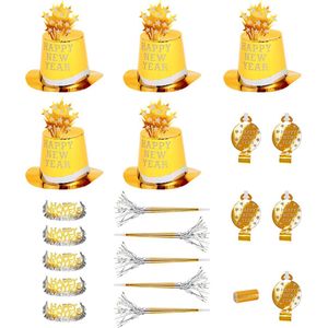 Widmann - Oud en Nieuw - Gouden Happy New Year/Gelukkig Nieuwjaar Party Kit voor 10 personen