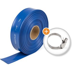 Rubbermagazijn | Platte tuinslang met slangklem | Binnendiameter 38mm | Rollengte 20 meter