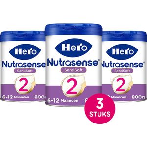 Hero Nutrasense SensiSoft 2 Opvolgmelk - Flesvoeding voor 6 tot 12 Maanden - 3 x 800gram - met Melkvet - Palmolievrij