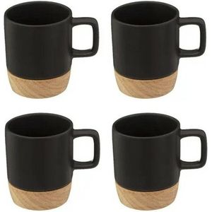 Secret de Gourmet Koffiekopjes/espressokopjes - 4st - aardewerk zwart - 120 ml