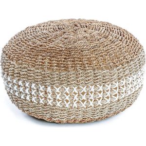 Macrame Poef - Rustieke Poef - Ronde Poef - Extra Zitplaats - 60cm x 60cm x 35cm