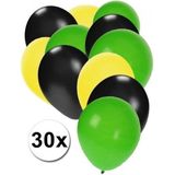 30x ballonnen geel zwart groen