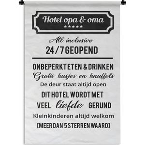 Wandkleed Vaderdag - Vaderdag cadeau - Hotel opa en oma Wandkleed katoen 60x90 cm - Wandtapijt met foto