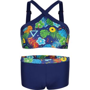 Bikini hipsterbroekje en croptop met brede bandje Tropical flowers 152-158