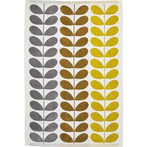 Orla Kiely Trio Stem Dune badlaken - 100x150 cm - okergeel - jacquard handdoek