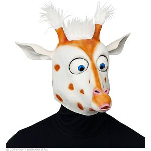Widmann - Giraf Kostuum - Scheel Kijkende Giraffe Masker Met Pluche Haartjes - Bruin, Wit / Beige - Carnavalskleding - Verkleedkleding