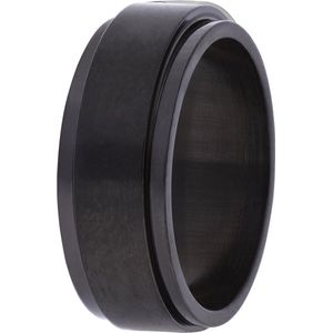 Lucardi Unisex Stalen blackplated anxiety ring - Ring - Staal - Zwart - 22 / 69 mm