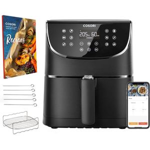 Cosori XL Airfryer - Heteluchtfriteuse 5.5 liter - Inclusief Spiezenrek en 5 Spiezen - met App Connectie – Zwart