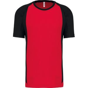 Tweekleurig sportshirt unisex 'Proact' korte mouwen Red/Black - S