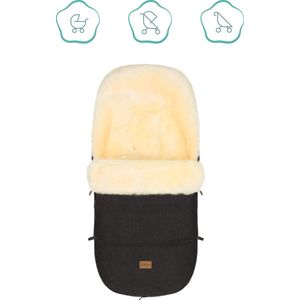 Premium Winter voetenzak kinderwagen en buggy - 100% medisch gelooid Ökotex lamsvel - Geschikt voor Bugaboo & Joolz - Ebony Wood - Fillikid